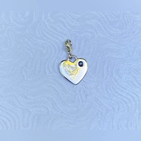 Blue Nile Jewelry Sterling Silver Heart Charm With Sapphire